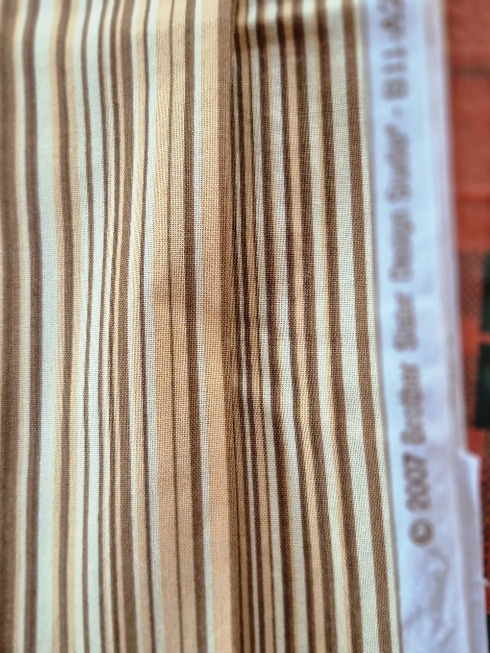 Stripes Shades of Brown Cotton Fabric 2 1/4 Yards Brother Sister Design Quilting